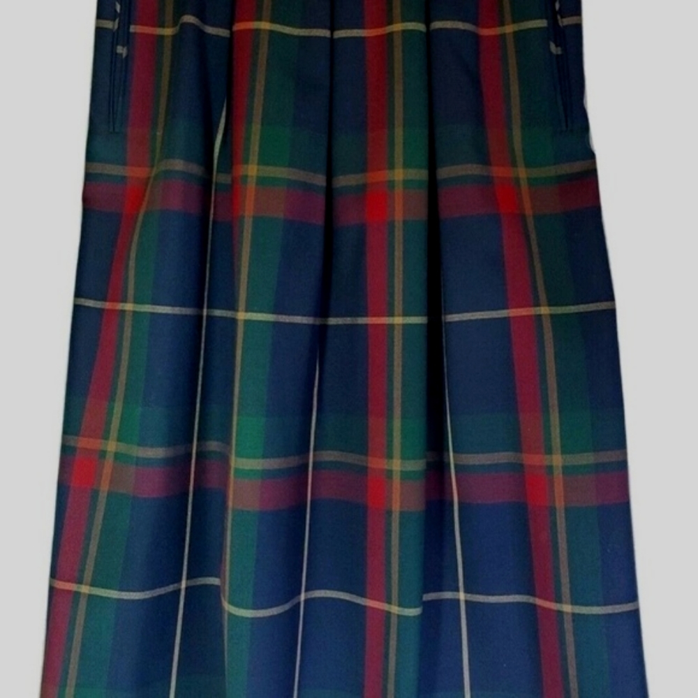 Pendleton Navy Tartan A-Line Kilt Skirt VINTAGE